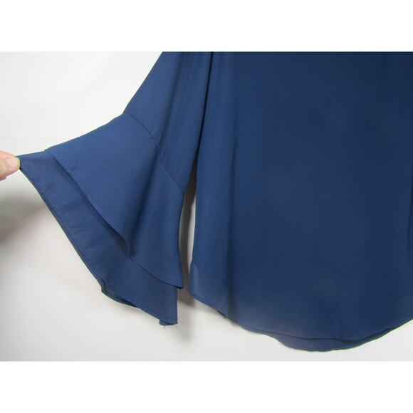 Abbeline Top Womens Medium Blue Whimsical Fairy Bell Sleeve Minimalist Neutral - Picture 3 of 8